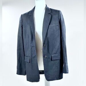 Everlane The Oversize navy cotton linen blend jacket 2